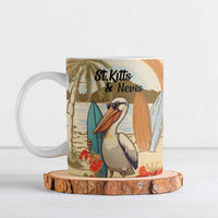 Personalized ceramic mug with pelican illustration and St. Kitts & Nevis text