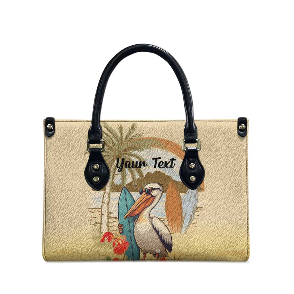 Personalized Saint Kitts And Nevis Leather Bag Brown Pelican Beach Vibe - Wonder Print Shop