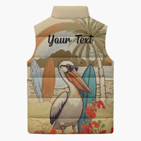 Personalized Saint Kitts And Nevis Sleeveless Puffer Jacket Brown Pelican Beach Vibe - Wonder Print Shop