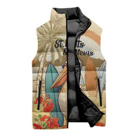 Personalized Saint Kitts And Nevis Sleeveless Puffer Jacket Brown Pelican Beach Vibe - Wonder Print Shop