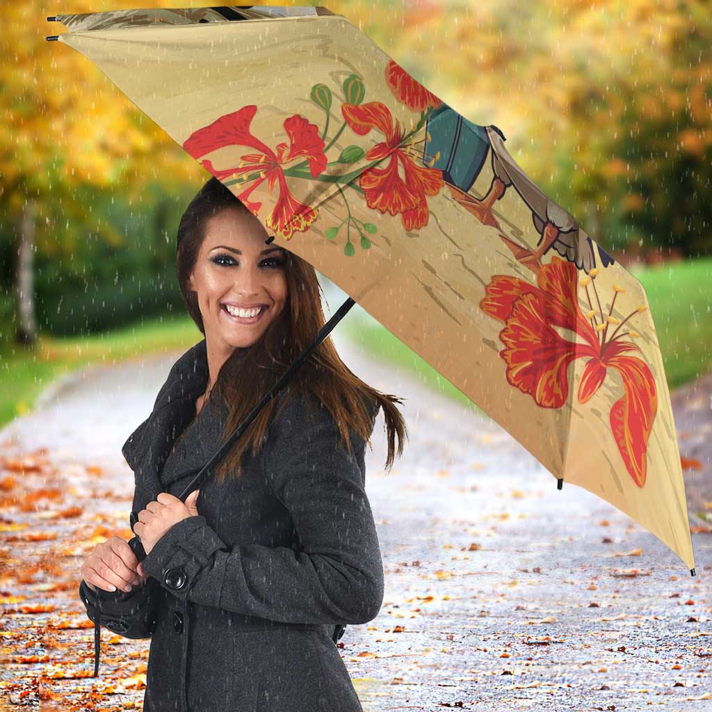 Personalized Saint Kitts And Nevis Umbrella Brown Pelican Beach Vibe - Wonder Print Shop