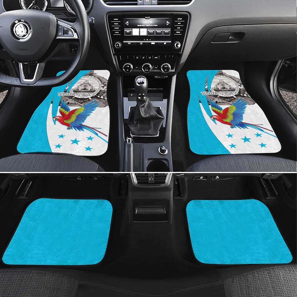 Personalized Honduras Independence Day Car Mats Scarlet Macaw With Coat Of Arms - Wonder Print Shop