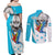 Personalized Honduras Independence Day Couples Matching Off Shoulder Maxi Dress and Long Sleeve Button Shirt Scarlet Macaw With Coat Of Arms - Wonder Print Shop