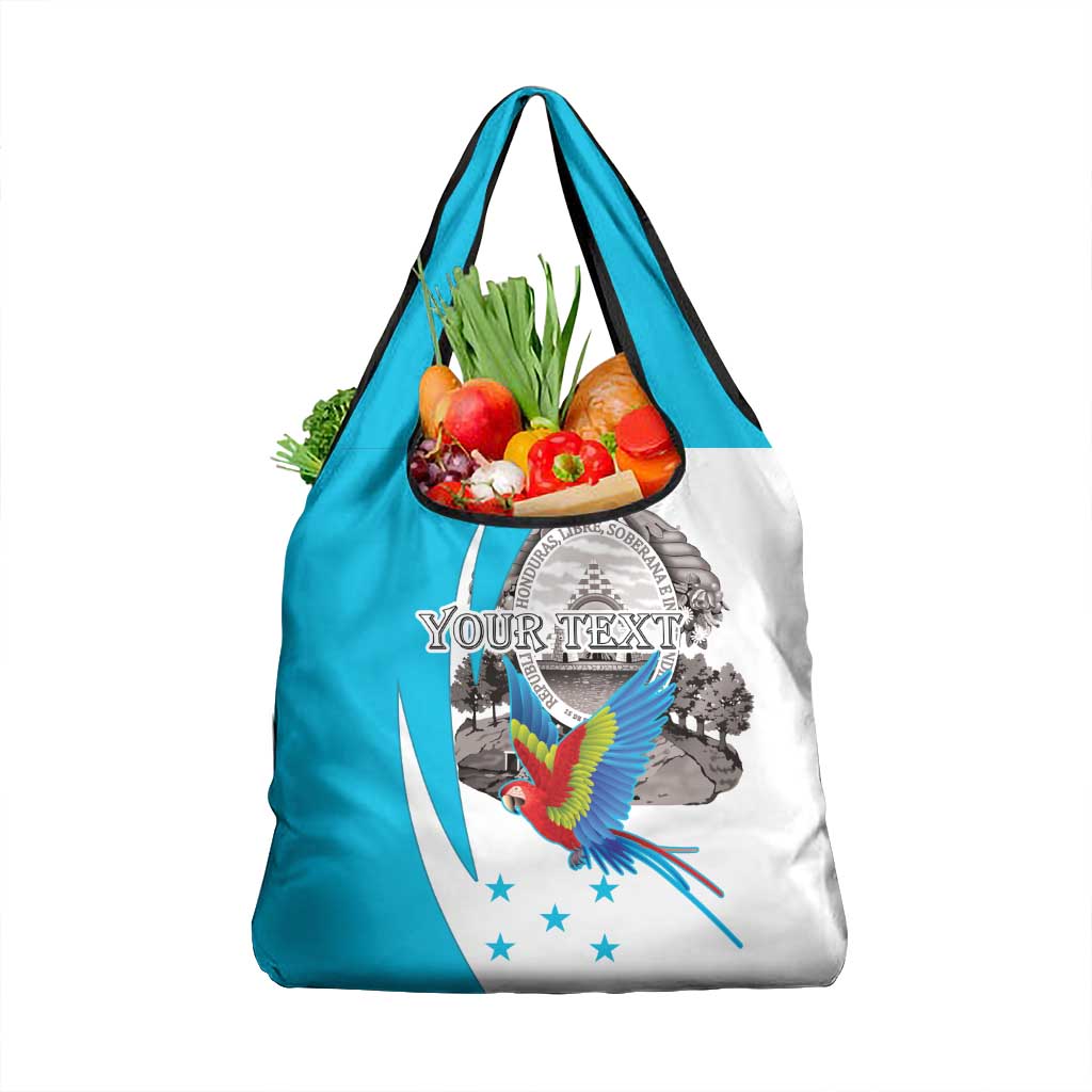 Personalized Honduras Independence Day Grocery Bag Scarlet Macaw With Coat Of Arms