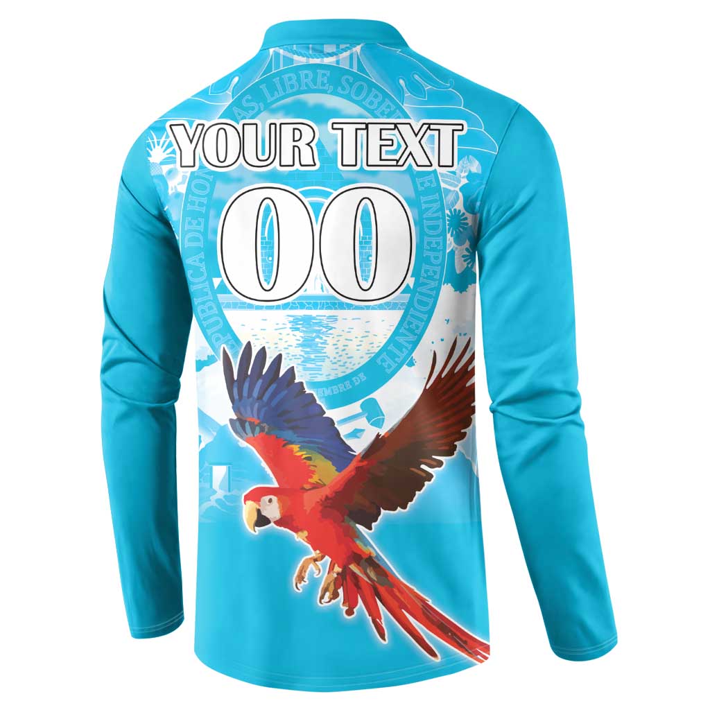 Turquoise button sweatshirt with back YOUR TEXT 00 and parrot design