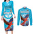 Custom Honduras Independence Day Couples Matching Long Sleeve Bodycon Dress and Long Sleeve Button Shirt Scarlet Macaw With Orchid Flower - Wonder Print Shop