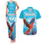 Custom Honduras Independence Day Couples Matching Tank Maxi Dress and Hawaiian Shirt Scarlet Macaw With Orchid Flower - Wonder Print Shop