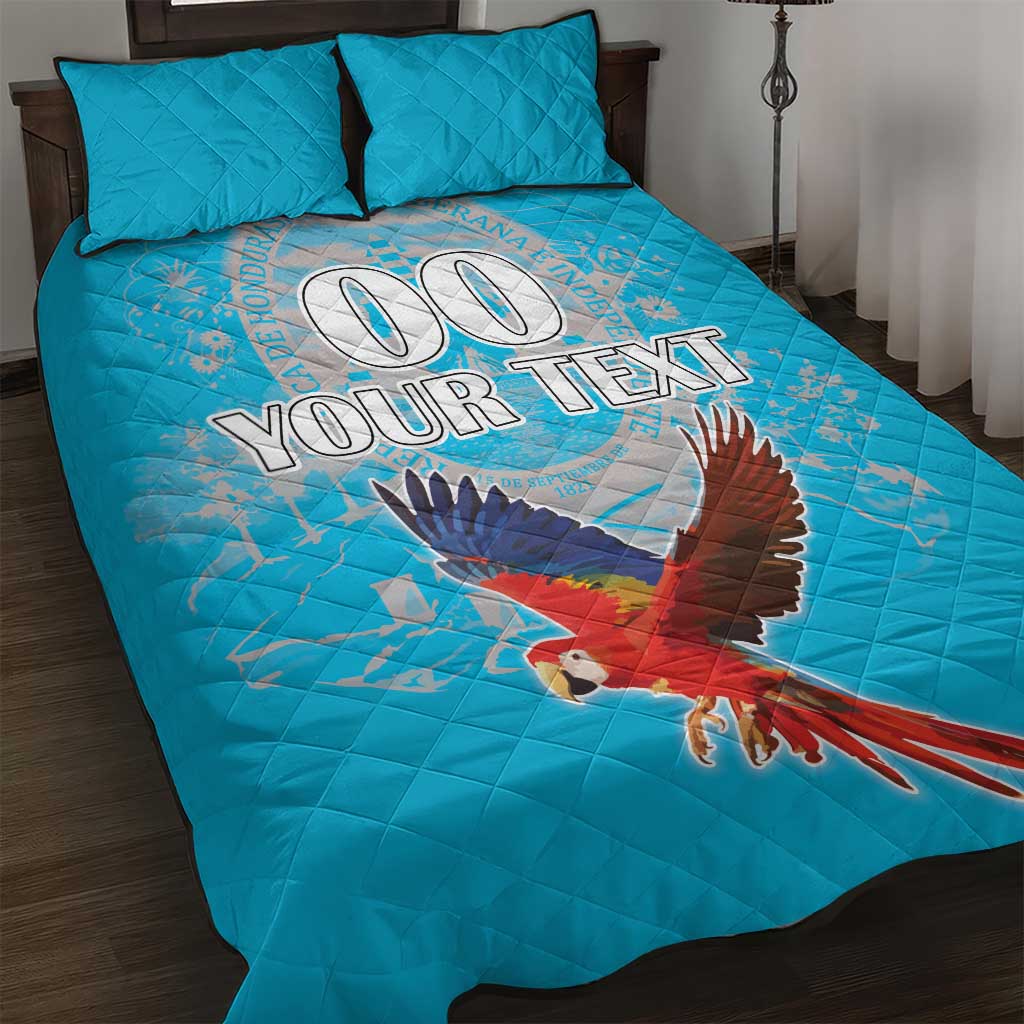 Custom Honduras Independence Day Quilt Bed Set Scarlet Macaw With Orchid Flower - Wonder Print Shop