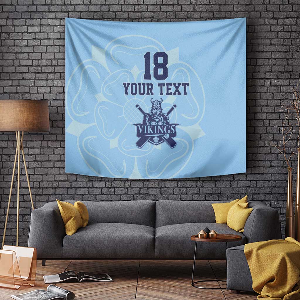 Custom Yorkshire Viking Spirit Tapestry White Rose of York Blue Version - Wonder Print Shop