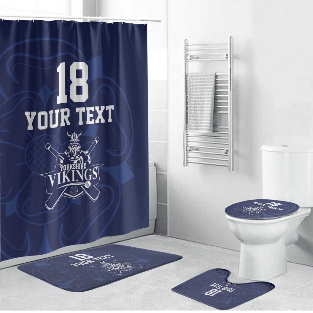 Custom Yorkshire Viking Spirit Bathroom Set White Rose of York Navy Version - Wonder Print Shop