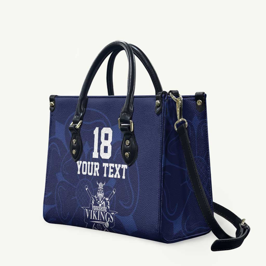 Custom Yorkshire Viking Spirit Leather Bag White Rose of York Navy Version - Wonder Print Shop