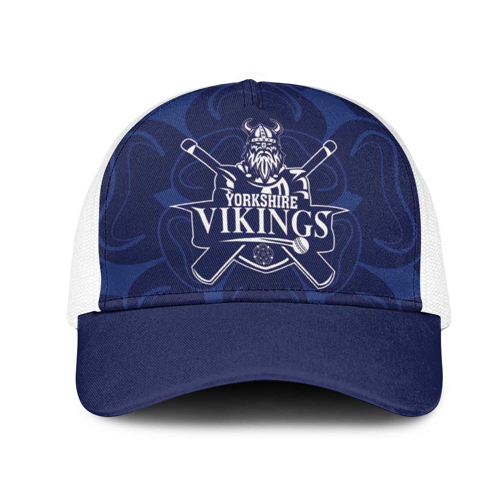 Yorkshire Vikings Cricket Mesh Trucker Cap White Rose of York Navy Version - Wonder Print Shop