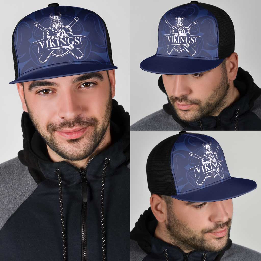 Yorkshire Vikings Cricket Mesh Trucker Cap White Rose of York Navy Version - Wonder Print Shop