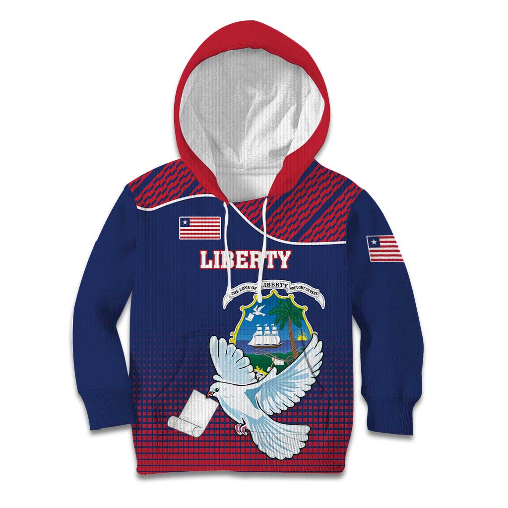 Personalized Liberia White Dove With A Scroll Kid Hoodie Coat Of Arms - Wonder Print Shop