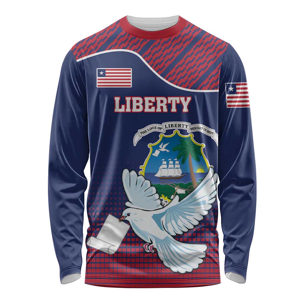 Personalized Liberia White Dove With A Scroll Long Sleeve Shirt Coat Of Arms - Wonder Print Shop