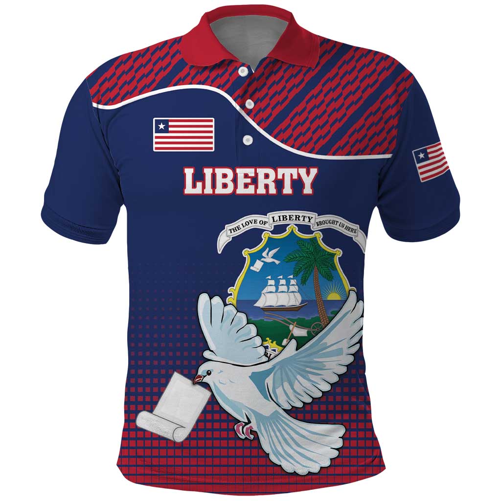 Personalized Liberia White Dove With A Scroll Polo Shirt Coat Of Arms - Wonder Print Shop