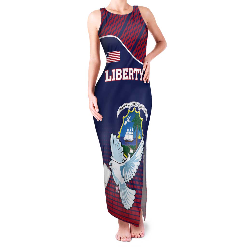 Personalized Liberia White Dove With A Scroll Tank Maxi Dress Coat Of Arms - Wonder Print Shop