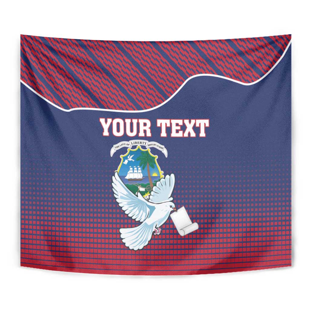 Liberia coat of arms tapestry wall hanging featuring white dove emblem and YOUR TEXT