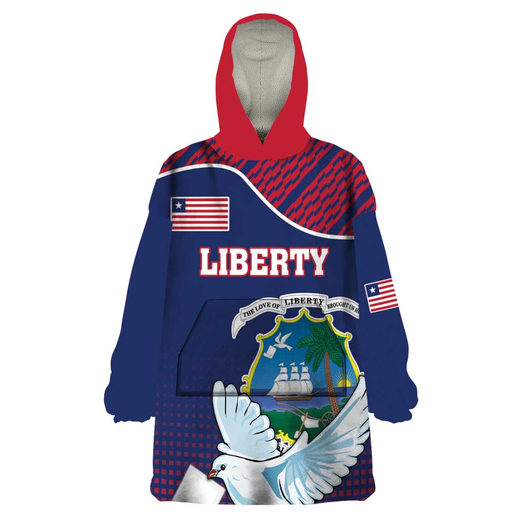 Personalized Liberia White Dove With A Scroll Wearable Blanket Hoodie Coat Of Arms - Wonder Print Shop