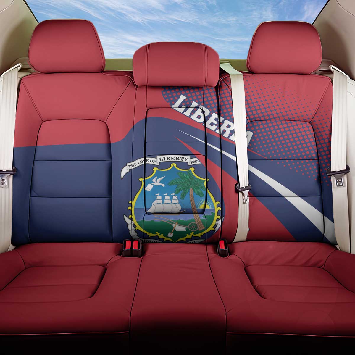 Liberia Coat Of Arms Back Car Seat Cover Red Version - Wonder Print Shop