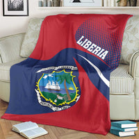 Red and navy Liberia flag blanket with coat of arms logo and LIBERIA text