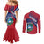 Liberia Coat Of Arms Couples Matching Mermaid Dress and Long Sleeve Button Shirt Red Version