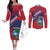 Liberia Coat Of Arms Couples Matching Off The Shoulder Long Sleeve Dress and Long Sleeve Button Shirt Red Version