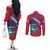 Liberia Coat Of Arms Couples Matching Off The Shoulder Long Sleeve Dress and Long Sleeve Button Shirt Red Version