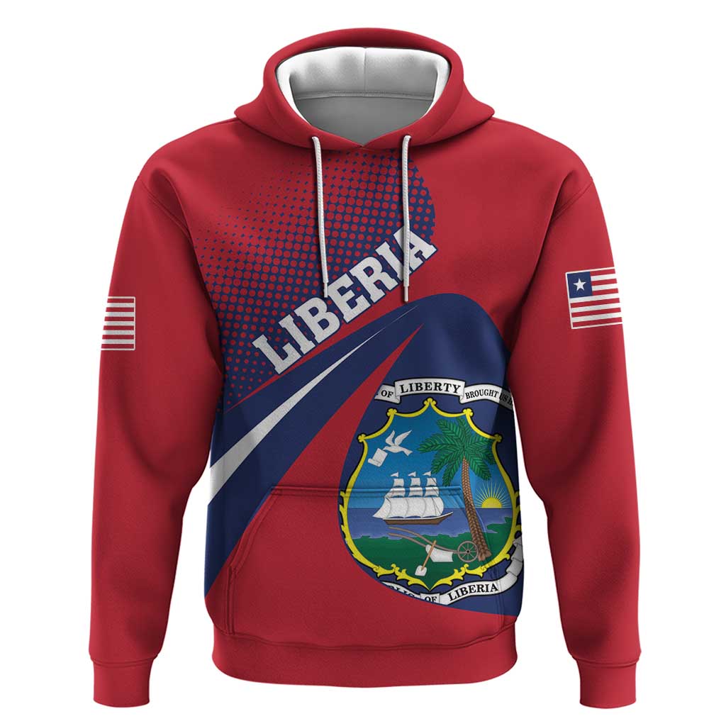 Liberia Coat Of Arms Hoodie Red Version - Wonder Print Shop