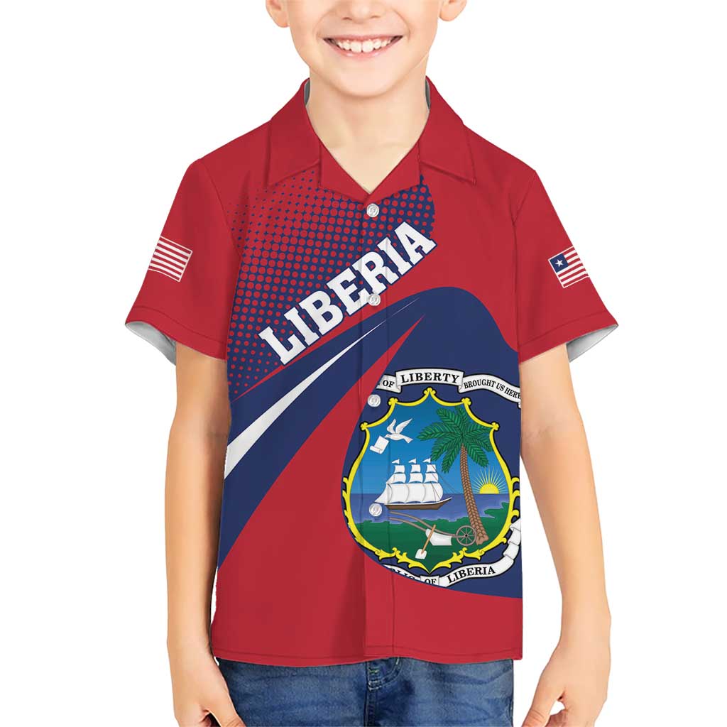 Liberia Coat Of Arms Kid Hawaiian Shirt Red Version - Wonder Print Shop