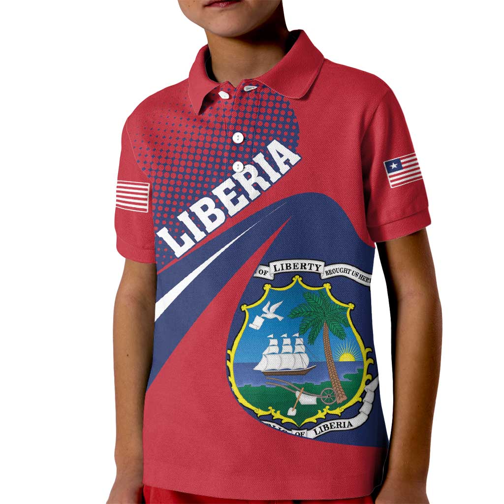 Liberia Coat Of Arms Kid Polo Shirt Red Version - Wonder Print Shop