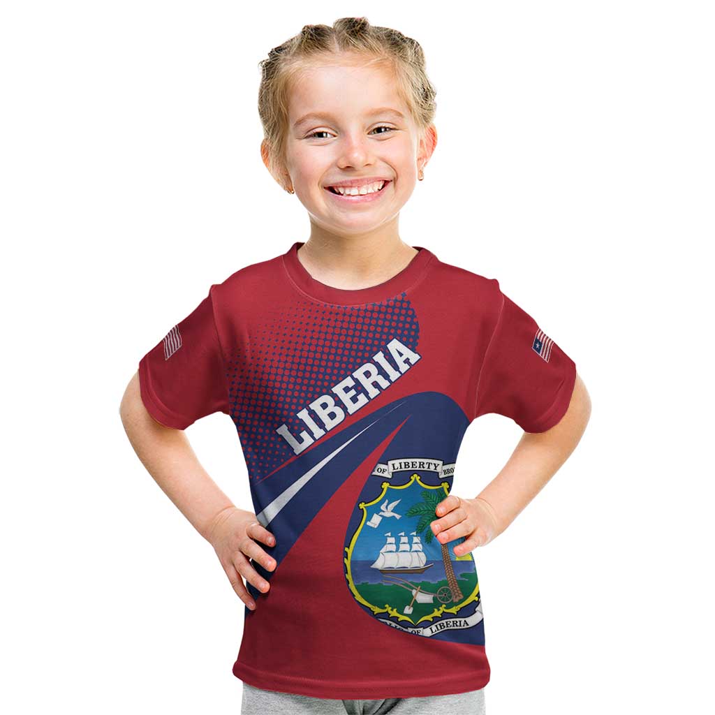 Liberia Coat Of Arms Kid T Shirt Red Version - Wonder Print Shop