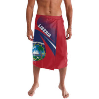 Red Liberia-themed sarong skirt with front graphic panel, mid-calf length