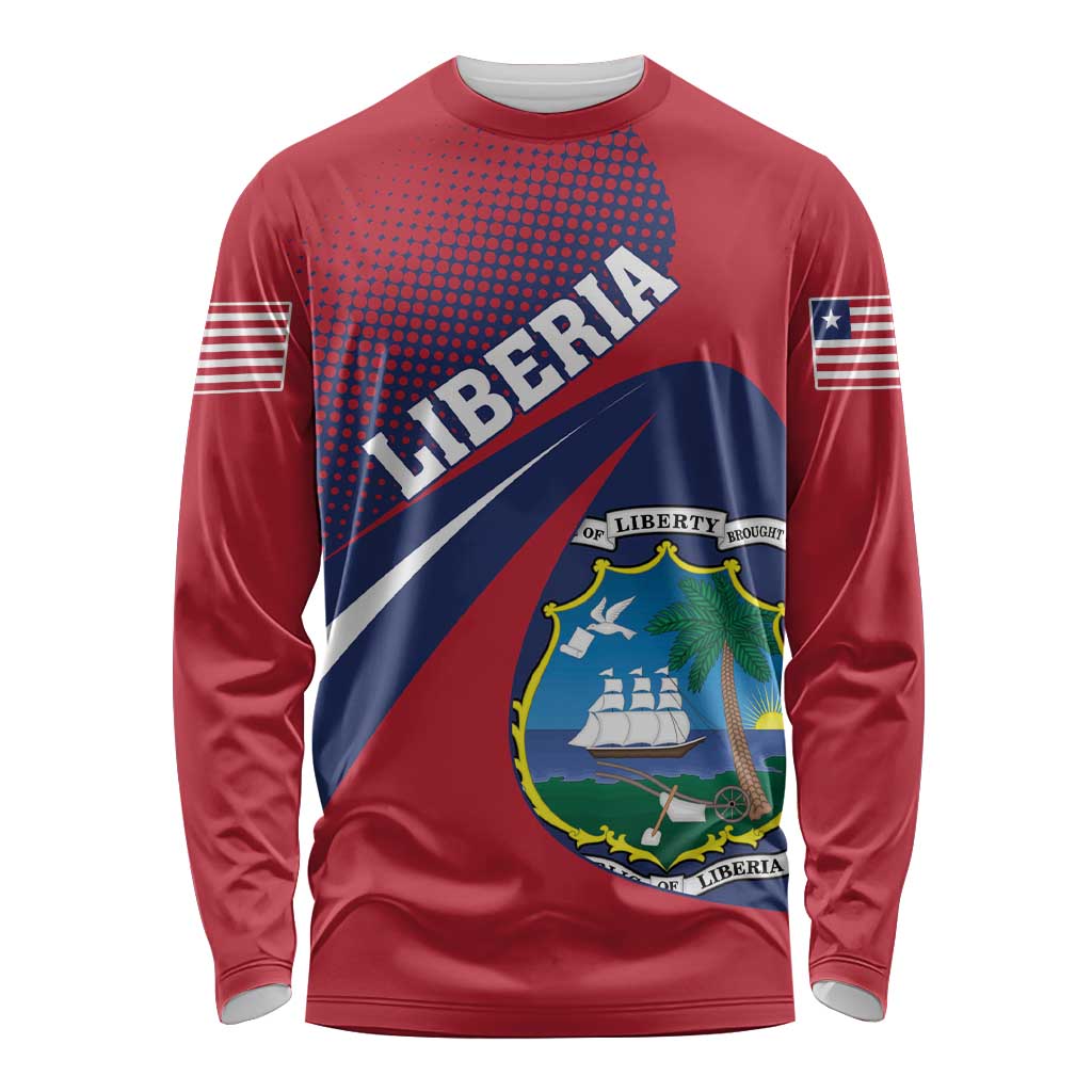 Liberia Coat Of Arms Long Sleeve Shirt Red Version - Wonder Print Shop