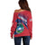 Liberia Coat Of Arms Off Shoulder Sweater Red Version - Wonder Print Shop