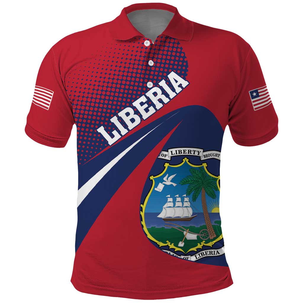 Liberia Coat Of Arms Polo Shirt Red Version - Wonder Print Shop