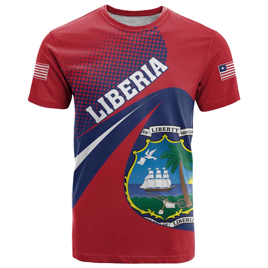 Liberia Coat Of Arms T Shirt Red Version - Wonder Print Shop