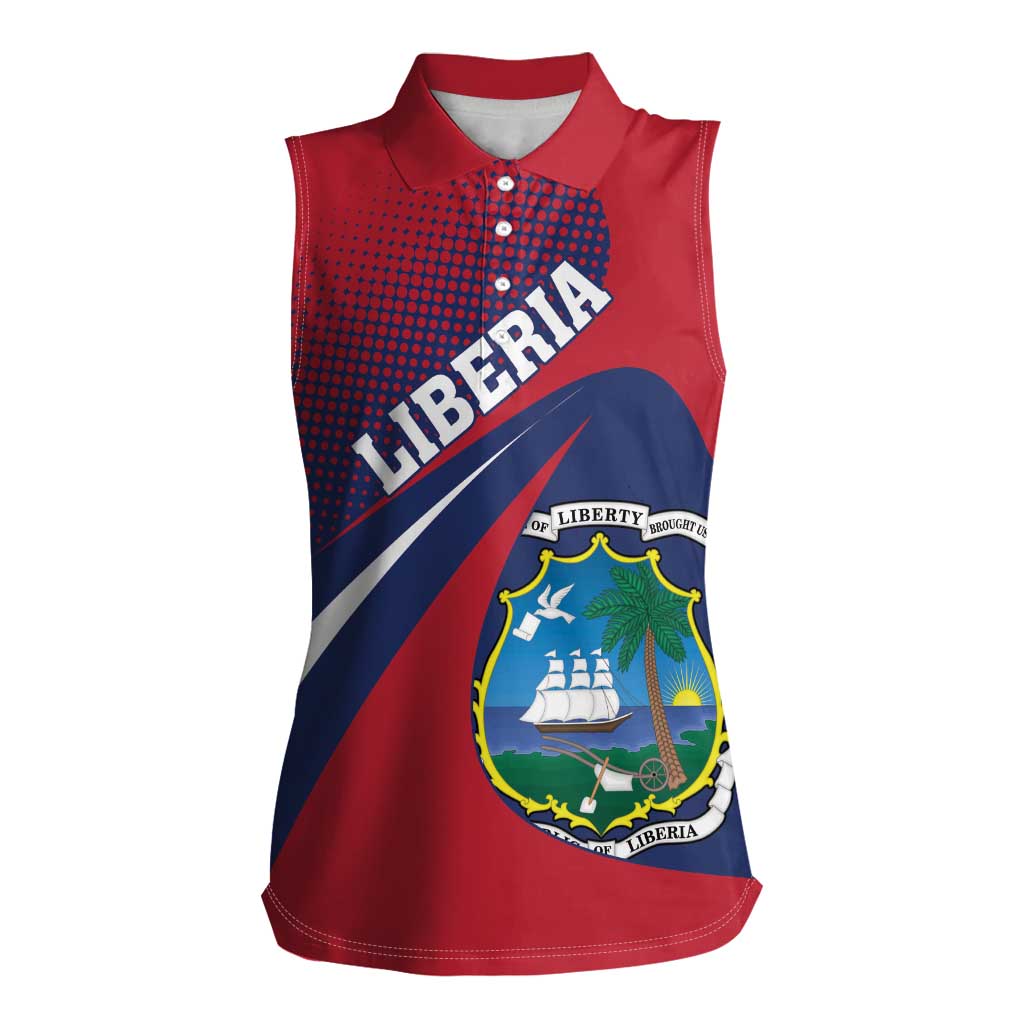 Liberia Coat Of Arms Women Sleeveless Polo Shirt Red Version - Wonder Print Shop