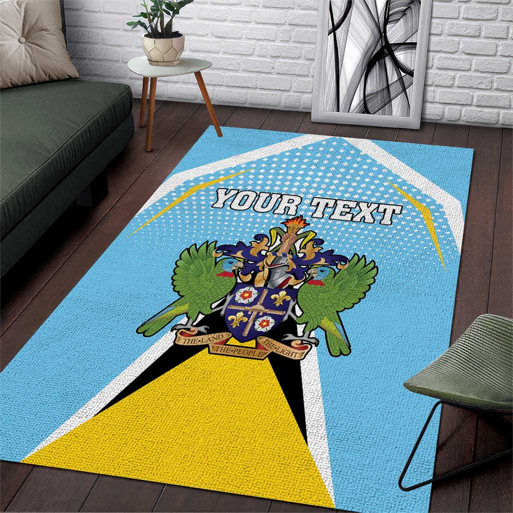 Personalized Saint Lucia Coat Of Arms Area Rug Sent Lisi Flag Style - Wonder Print Shop