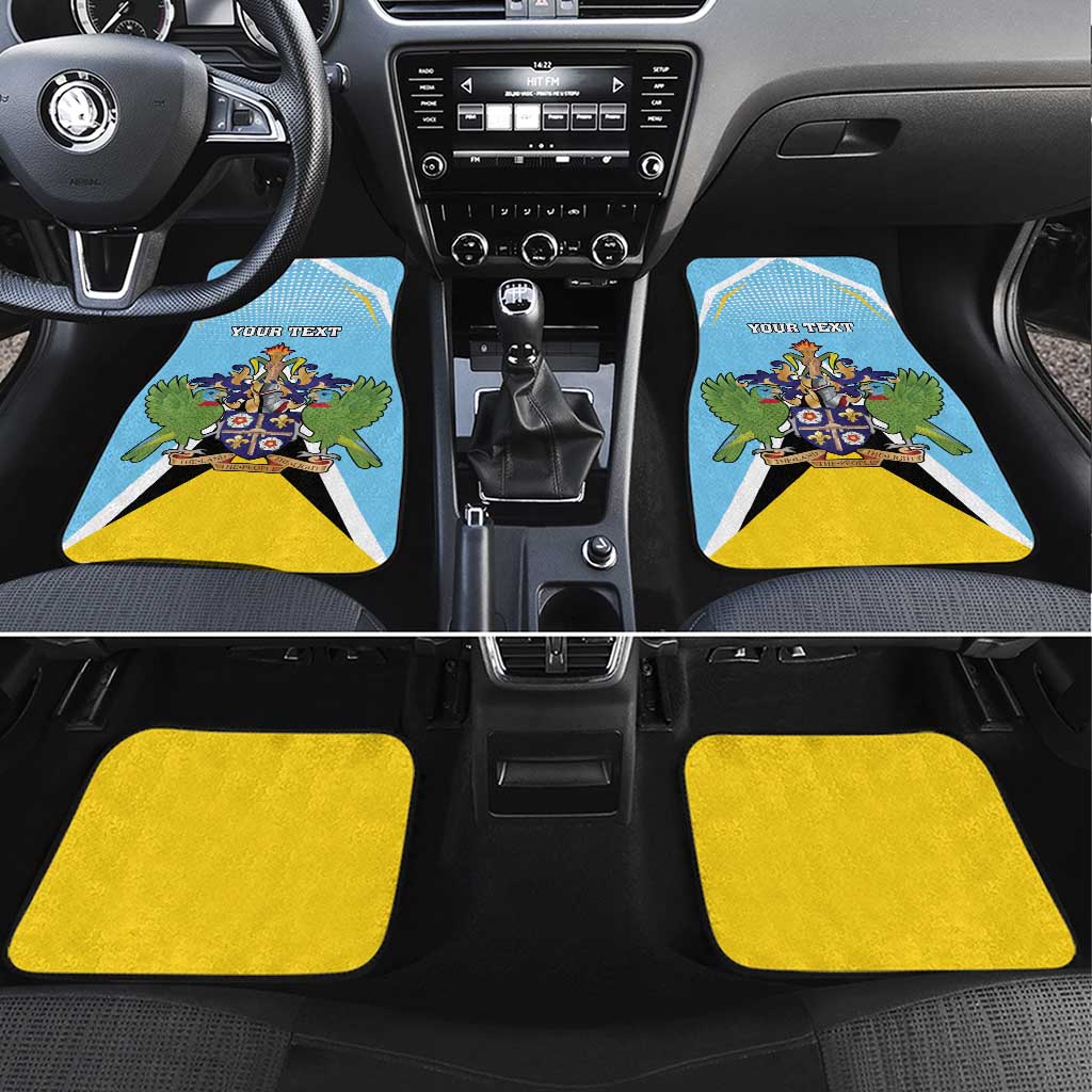 Personalized Saint Lucia Coat Of Arms Car Mats Sent Lisi Flag Style - Wonder Print Shop