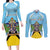 Personalized Saint Lucia Coat Of Arms Couples Matching Long Sleeve Bodycon Dress and Long Sleeve Button Shirt Sent Lisi Flag Style - Wonder Print Shop