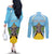 Personalized Saint Lucia Coat Of Arms Couples Matching Off The Shoulder Long Sleeve Dress and Long Sleeve Button Shirt Sent Lisi Flag Style