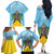 Personalized Saint Lucia Coat Of Arms Family Matching Off The Shoulder Long Sleeve Dress and Hawaiian Shirt Sent Lisi Flag Style - Wonder Print Shop