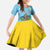 Personalized Saint Lucia Coat Of Arms Kid Short Sleeve Dress Sent Lisi Flag Style - Wonder Print Shop