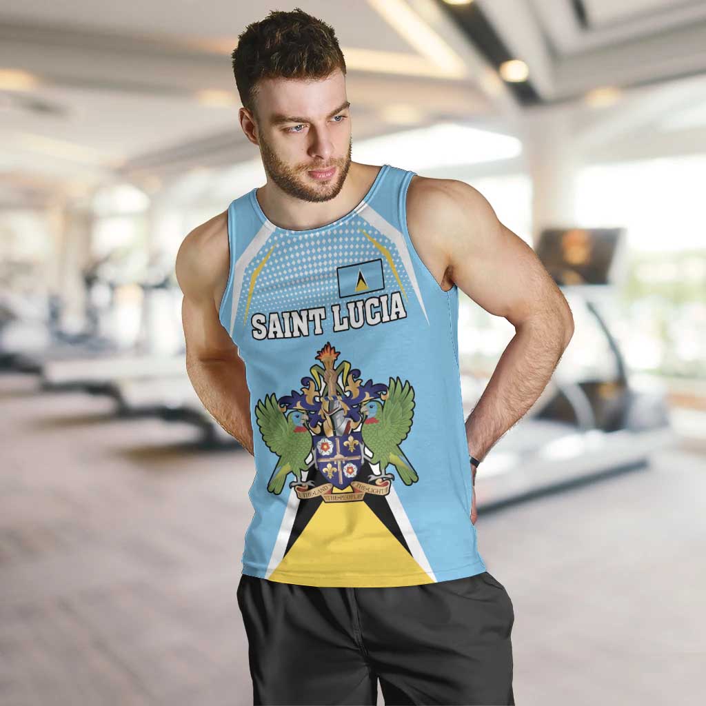 Personalized Saint Lucia Coat Of Arms Men Tank Top Sent Lisi Flag Style - Wonder Print Shop