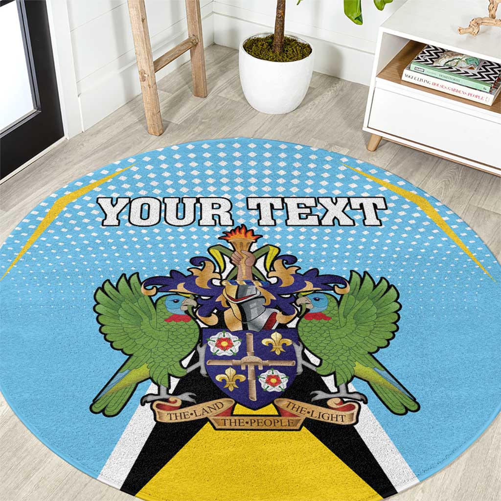 Personalized Saint Lucia Coat Of Arms Round Carpet Sent Lisi Flag Style