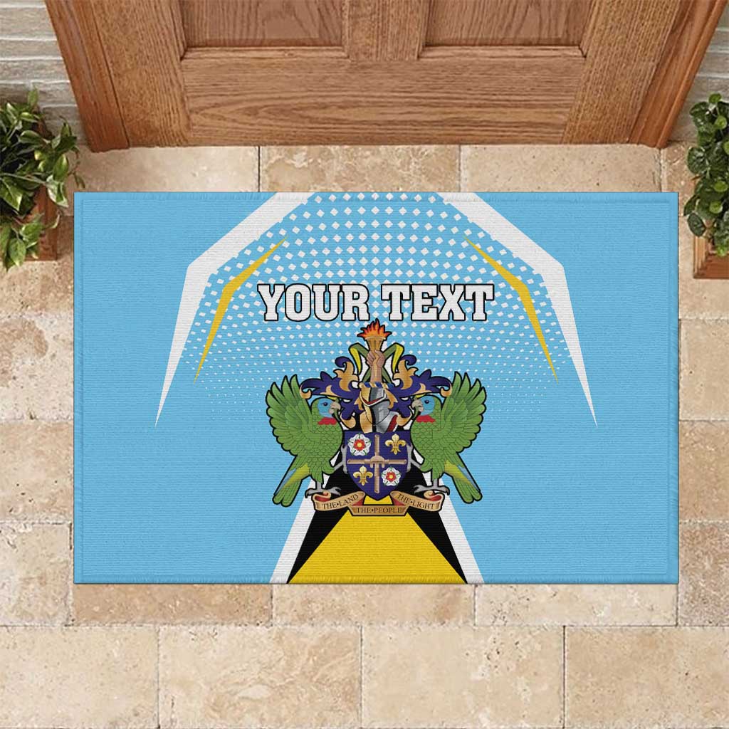 Personalized Saint Lucia Coat Of Arms Rubber Doormat Sent Lisi Flag Style - Wonder Print Shop