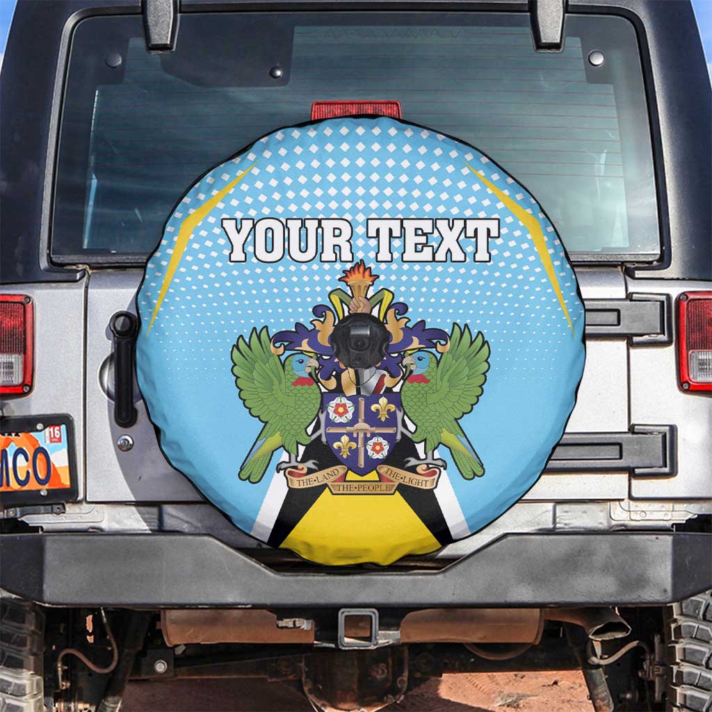 Personalized Saint Lucia Coat Of Arms Spare Tire Cover Sent Lisi Flag Style - Wonder Print Shop