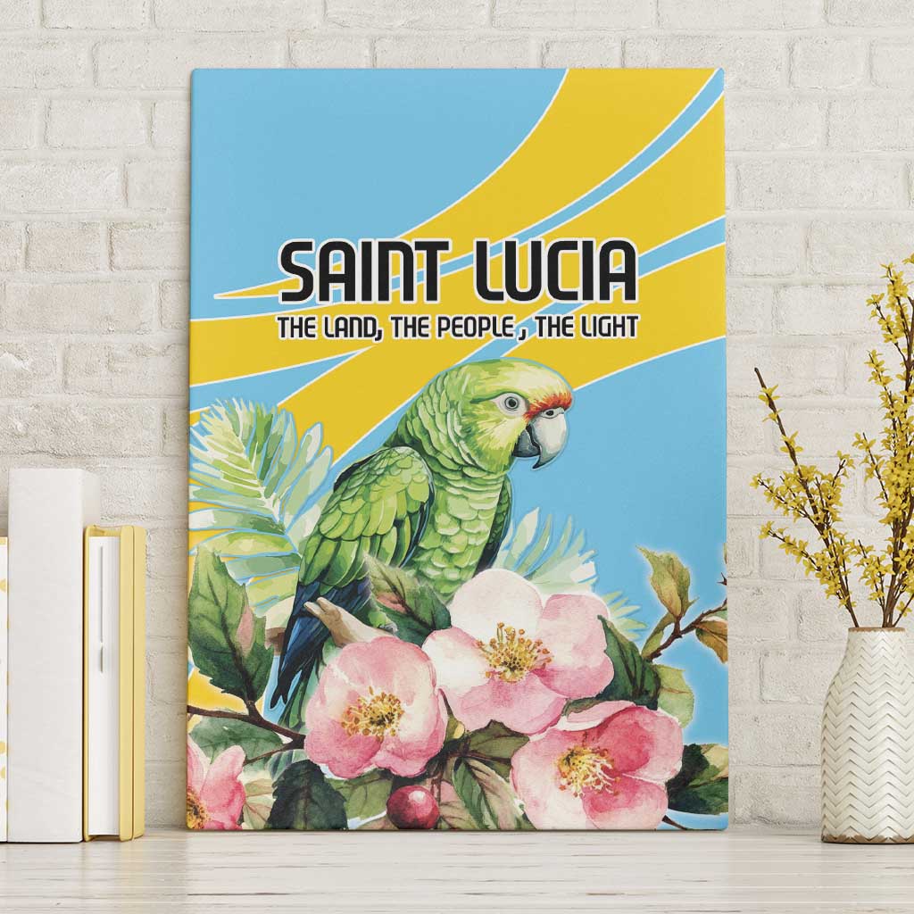 Saint Lucia Rosa Rubiginosa Canvas Wall Art With Sent Lisi Parrot - Wonder Print Shop