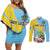 Saint Lucia Rosa Rubiginosa Couples Matching Off Shoulder Short Dress and Long Sleeve Button Shirt With Sent Lisi Parrot - Wonder Print Shop